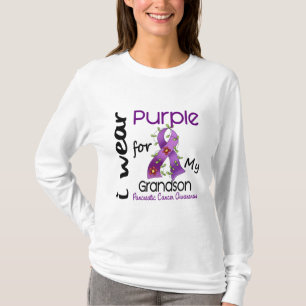 Camiseta Câncer de pâncreas eu visto o roxo para meu neto