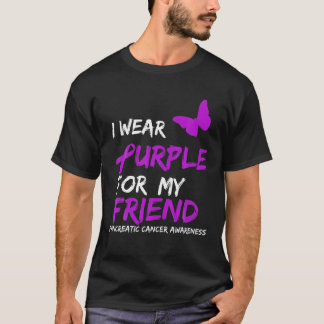Camiseta Câncer de pâncreas que Visto Roxo para a minha cos