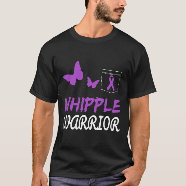 Camiseta Câncer de pâncreas Roxo do Guerreiro Branco Aw (Frente)