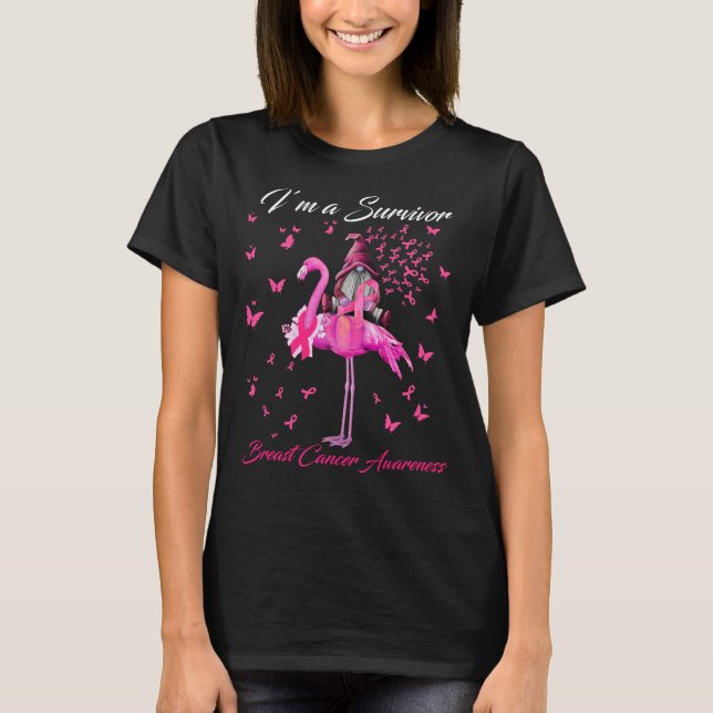 Camiseta cancer de peito rosa flamingo (Frente)