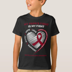 Camiseta Câncer de Sangue Burgundy em Crianças Papai Mielom