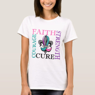 Camiseta Cancer de tiróide da flor de lis 3