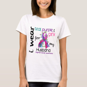 Camiseta Cancer de tiróide eu visto a fita para meu marido