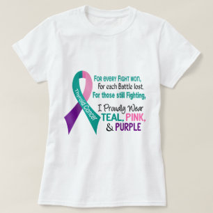 Camiseta Cancer de tiróide eu visto orgulhosa o rosa roxo 