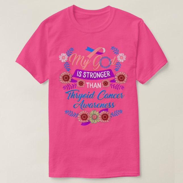 Camiseta Câncer de tiróide Meu Deus É Mais Forte (Frente do Design)