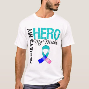 Camiseta Cancer de tiróide SEMPRE MEU HERÓI MINHA mãe