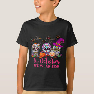Camiseta Cancer Do Halloween Do Crânio Do Açúcar Em Outubro