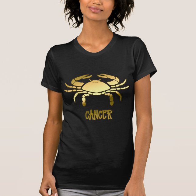 Camiseta Cancer Dourado Astrologia Caranguejo Horoscópio Si (Frente)