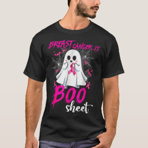 Camiseta Câncer É Folha de Boo Halloween Conscientização do