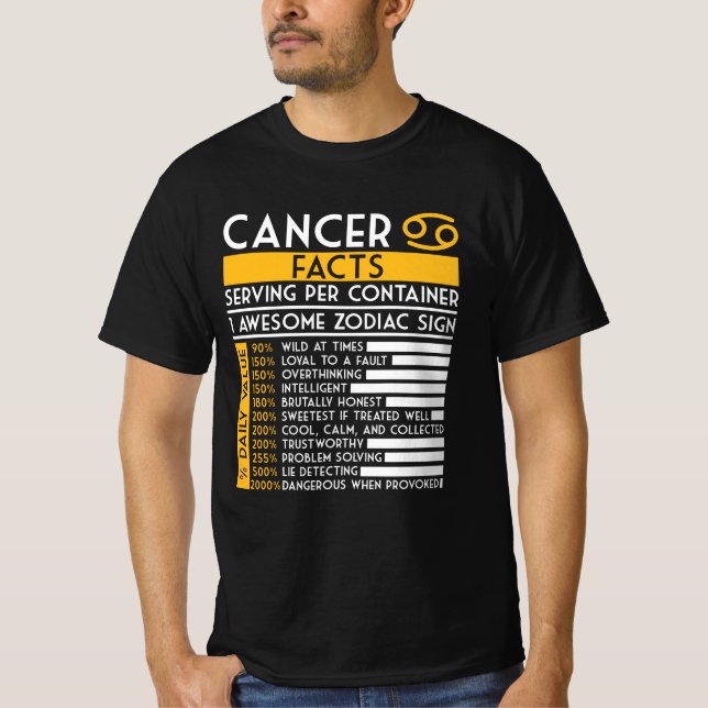 Camiseta Cancer Fatos Zodiac Horoscópio Funny Astrology Sta (Frente)