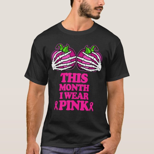 Camiseta Cancer feminino Sensibilização do Dia das Bruxas d (Frente)