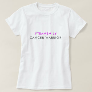 Camiseta Cancer Guerreiro Nome da Equipe Hashtag Moderno