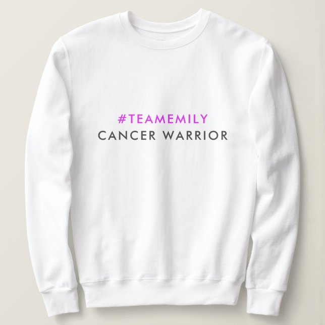 Camiseta Cancer Guerreiro | Nome da Equipe Hashtag Moderno  (Frente do Design)