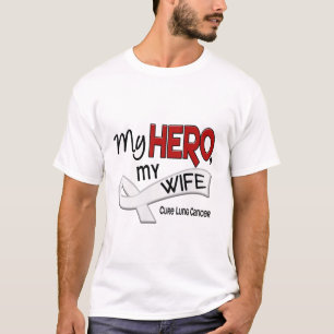 Camiseta Câncer pulmonar MEU HERÓI MINHA ESPOSA 42