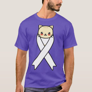 Camiseta Cancer pulmonar Sensibilização Kawaii Cat Bonecão 