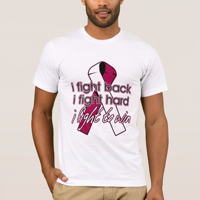 Camiseta Cancer que de garganta eu luto para trás (Frente)