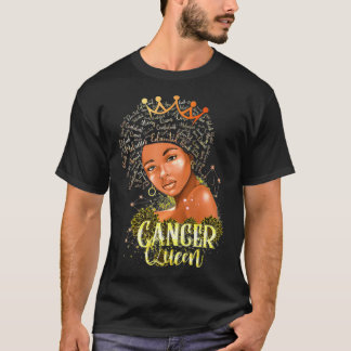 Camiseta Cancer Rainha Forte e Inteligente Afro Melanin Pre