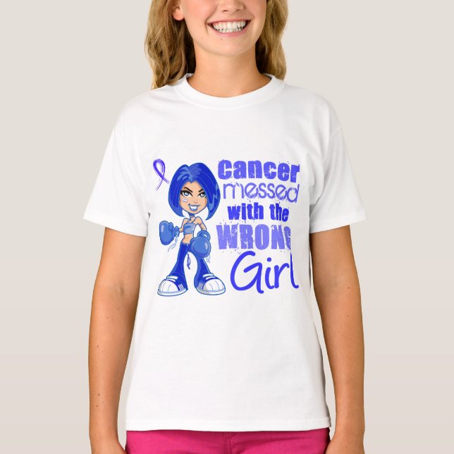 Camiseta Cancer retal sujado com Girl.png errado (Frente)