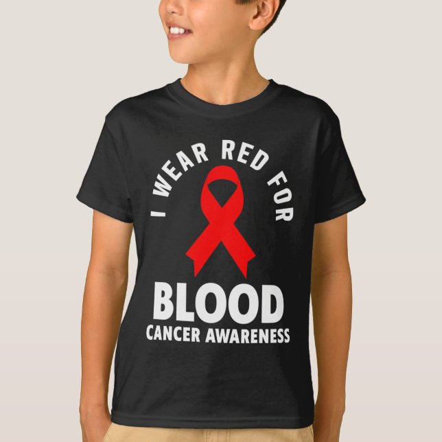 Camiseta Cancer Sanguíneo - Visto Vermelho Para Cancer Sang (Frente)