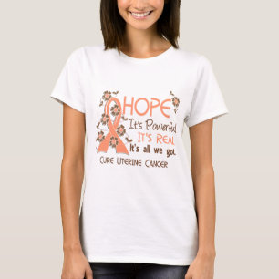 Camiseta Cancer uterina da fita da flor da esperança