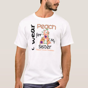 Camiseta Cancer uterina eu visto o pêssego para minha irmã