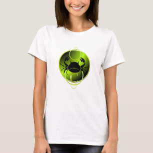 Camiseta Cancer verde metálico do design do zodíaco