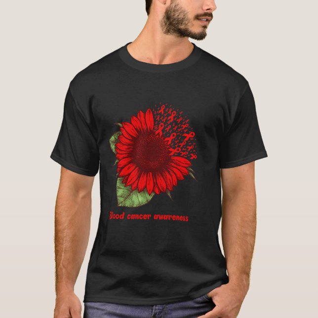 Camiseta cancer vermelho conscientização sobre o girassol g (Frente)
