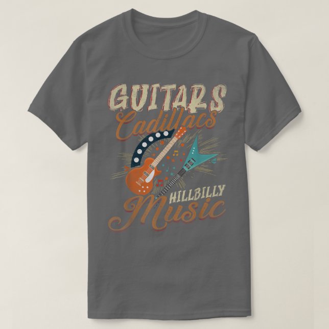 Camiseta Canções de Guitars Cadillacs Hillbilly MusicCountr (Frente do Design)