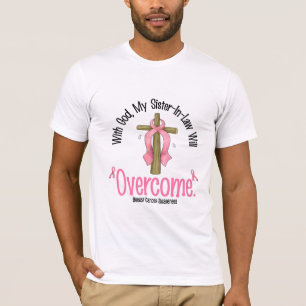Camiseta Cancro da mama com deus que minha cunhada Overc