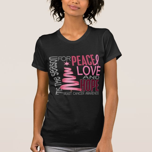 Camiseta Cancro da mama do feriado do Natal da esperança do (Frente)