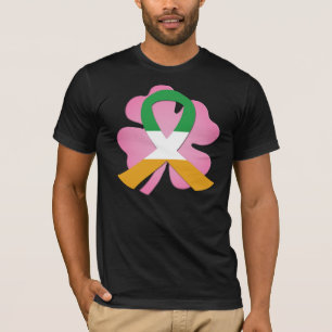 Camiseta Cancro da mama irlandês da fita da bandeira