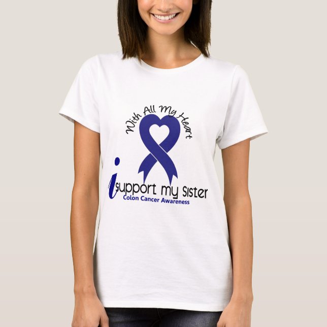 Camiseta Cancro do cólon eu apoio minha irmã (Frente)