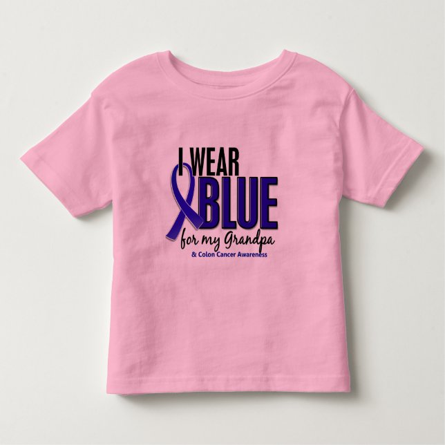 Camiseta Cancro do cólon eu visto o azul para meu vovô 10 (Frente)
