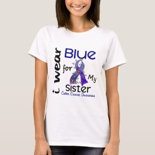 Camiseta Cancro do cólon eu visto o azul para minha irmã 