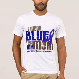 Camiseta Cancro do cólon EU VISTO o AZUL PARA MINHA MAMÃ