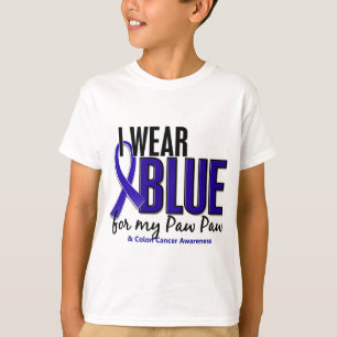 Camiseta Cancro do cólon eu visto o azul para minha pata 1