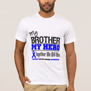 Camiseta Cancro do cólon meu irmão meu herói