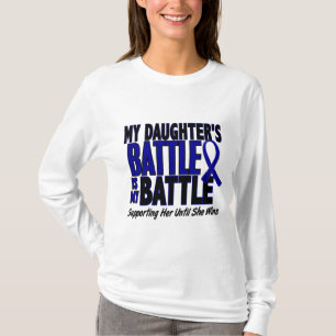 Camiseta Cancro do cólon MINHA BATALHA DEMASIADO 1 filha