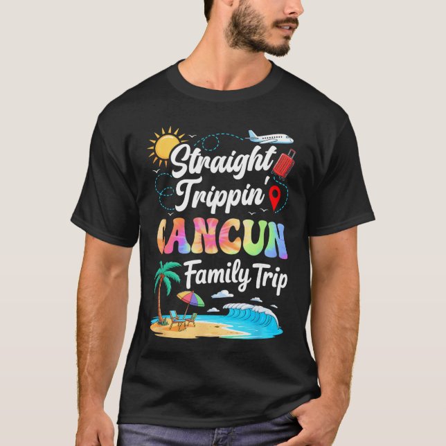 Camiseta Cancun Meico Family Vacation 2025 Straightrippinri (Frente)