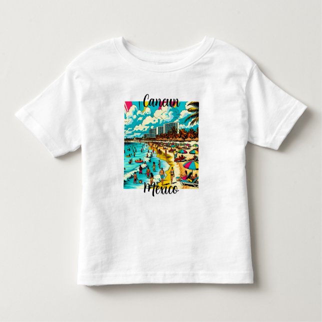 Camiseta Cancún, México com uma Pop Art Vibe (Frente)