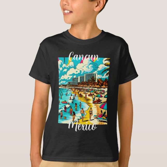 Camiseta Cancún, México com uma Pop Art Vibe (Frente)