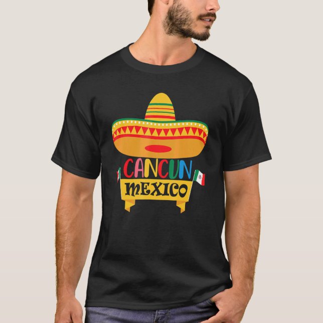 Camiseta Cancun México Fiesta Sombraro Traveling (Frente)