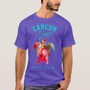 Camiseta Cancún México: Flores Tropicais de Hibiscus