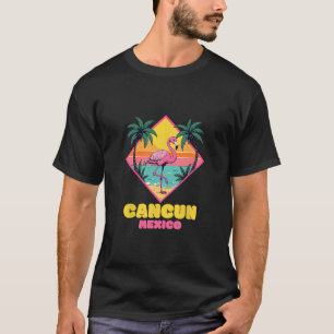 Camiseta Cancun México Lembrança Família de Flamingo Corres