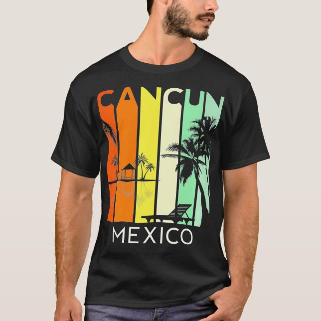 Camiseta Cancún México Retrô de Férias Mexicanas Trip 2 (Frente)