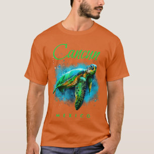 Camiseta Cancún México - Tartaruga do Mar de Aquarela