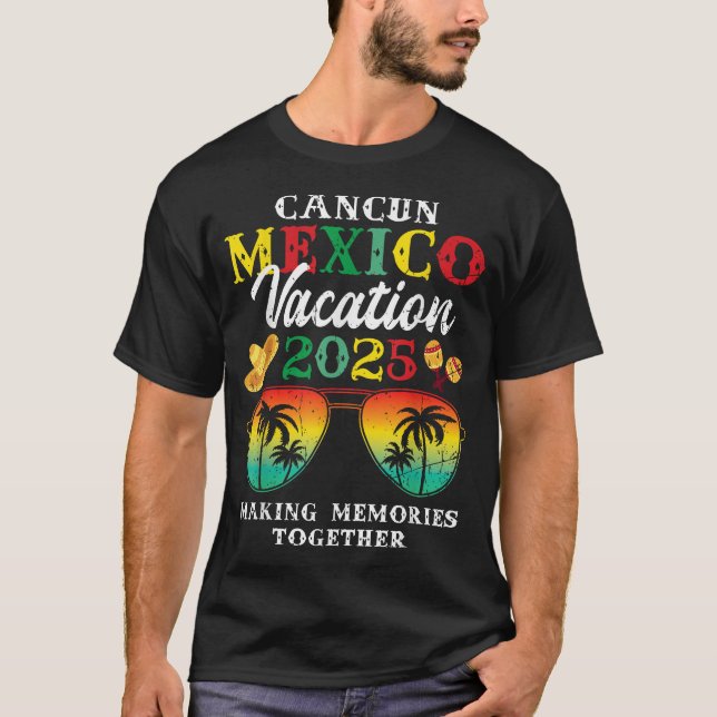 Camiseta  Cancun Mexico Vacation 2025 Trip Beach Matching  (Frente)