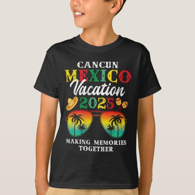 Camiseta Cancun Mexico Vacation 2025 Trip Beach Matching Fa (Frente)