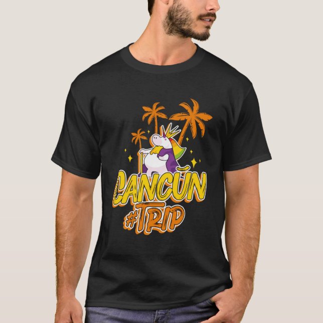 Camiseta Cancun Trip Unicorn Party  Vacation Mexico (Frente)