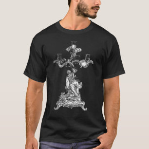 Camiseta Candelabro Arte de Linha Vintage Luz de Vela Brilh